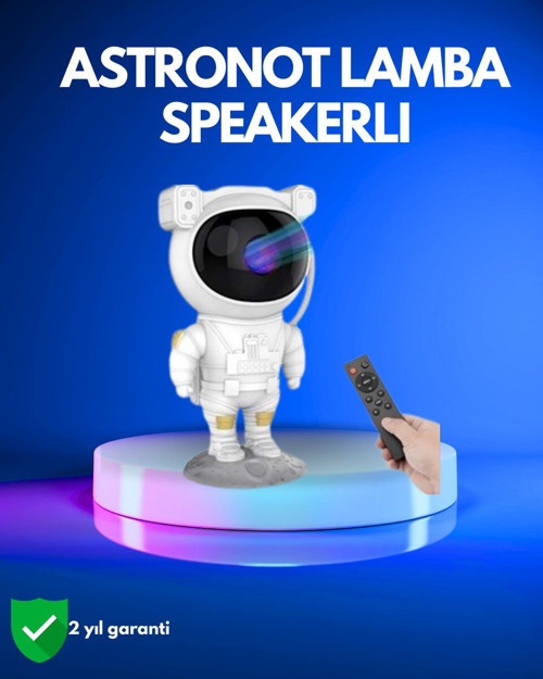Ayarlanabilir Parlaklık ve Zamanlayıcı Modlu Astronot Projeksiyon Lambası - Uzay Dekorasyonu, Bluetooth Ses ve Doğa Efektleri