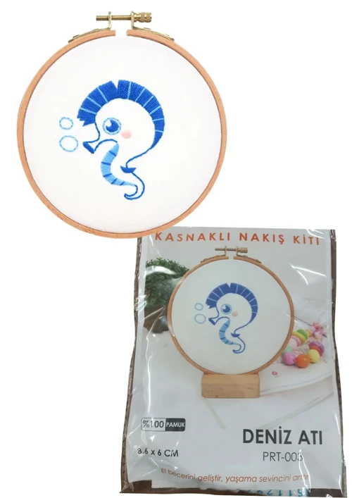 Nakış Kitleri Kasnaklı 8.6 x 6 cm Deniz Atı - El İşi Projeleri İçin Mükemmel Başlangıç