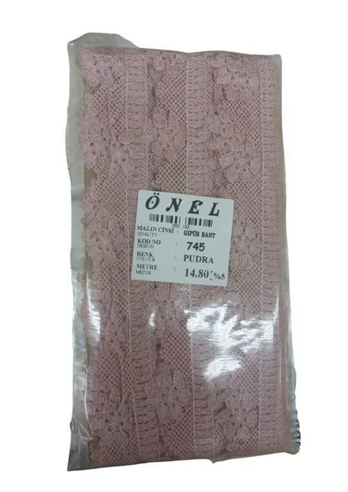 Dantel Polyester Güpür Bant Pudra - Şık ve Dayanıklı Dekorasyon Malzemesi