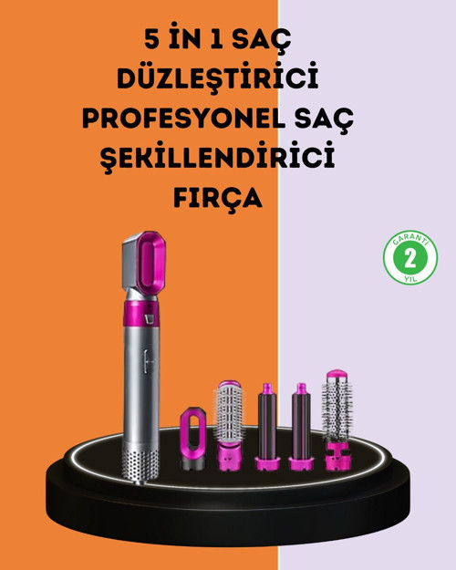 Çok Fonksiyonlu Saç Kurutma ve Şekillendirme Makinesi 5 Başlık - Hızlı Isınma ve Negatif İyon Teknolojisi