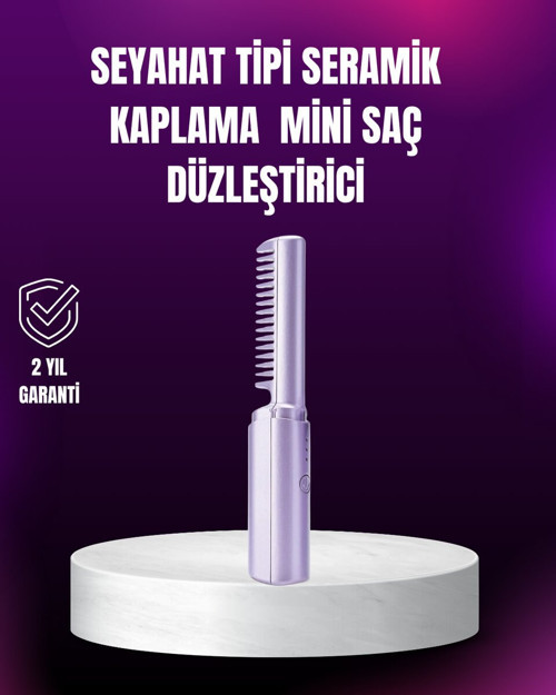 Kablosuz USB Şarjlı Saç Düzleştirici Tarak - Seyahat Boy