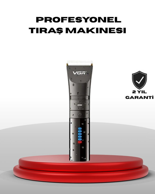 Dijital Ekranlı Şarjlı Tıraş Makinesi - IPX7 Su Geçirmez Titanyum Bıçaklı ve 4 Taraklı