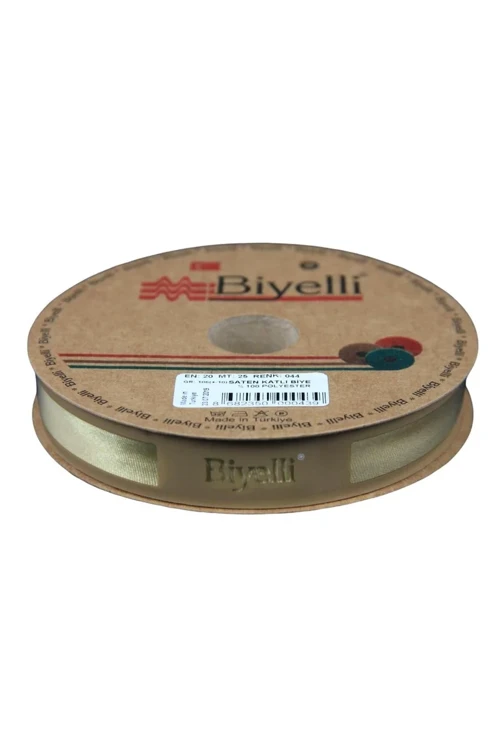 Biye Saten Katlı 044 Yağ Rengi 2 cm 25 Metre %100 Polyester