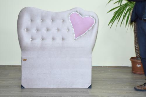 Başlık 90*190cm Tay Tüy Kumaş 13421 SİLİNİR Dolgun Pembe Kalpli El Yapım