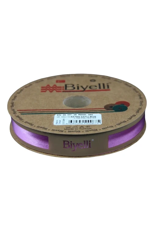 Biye Saten Katlı 2 cm 25 Metre Gül Kurusu %100 Polyester