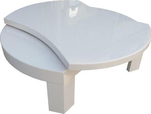 Orta sehpa 17616 Döner İÇBÜKEY OVAL İNOVATİF Model Kayın Retro Mdf Beyaz El Yapım