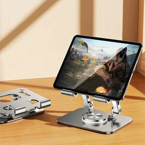 Katlanabilir Alüminyum Tablet Telefon Tutucu Standı - Boyun Ağrısını Önleyen 360° Dönebilir Model