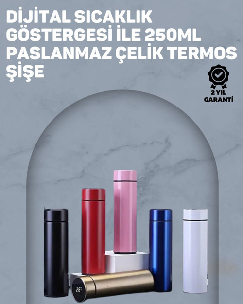 12 Saat Sıcak 24 Saat Soğuk Tutabilen Paslanmaz Termos - LED Göstergeli Su Şişesi