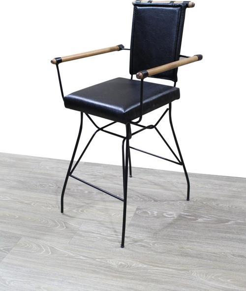 Sandalye 14593 PENYEZYüksek Model Metal Siyah fırın Boya Suni Deri Balkon-Bahçe