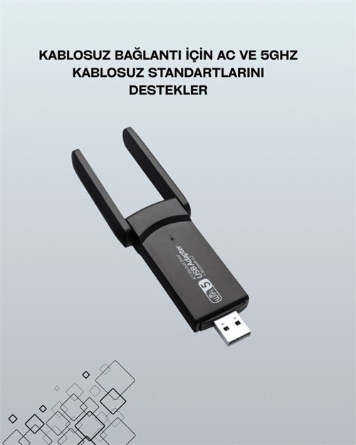 AC1200 USB WiFi Adaptör – 1200 Mbps Hızlı Kablosuz Ağ Kartı