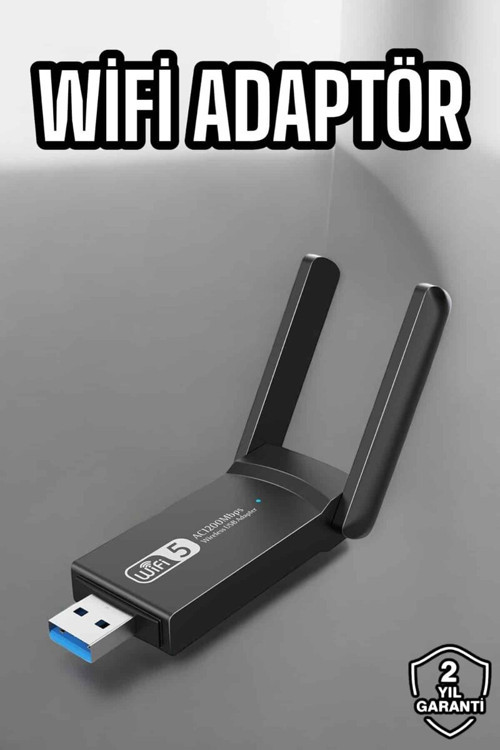 Wifi Alıcı USB 3.0 Adaptör - 1200Mbps Çift Bant Kablosuz Çözüm