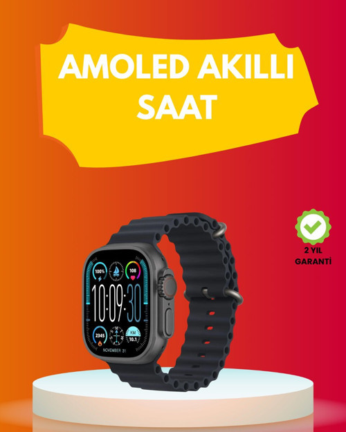 AMOLED Ekran 49mm Ultra Tasarım 3 Kordonlu Su Geçirmez Akıllı Saat