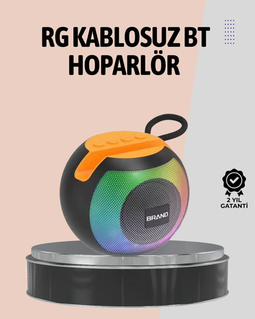 1200mAh Uzun Pil Ömürlü Bluetooth Hoparlör - 8 Saat Çalma, RGB Işık, 360° Surround Ses