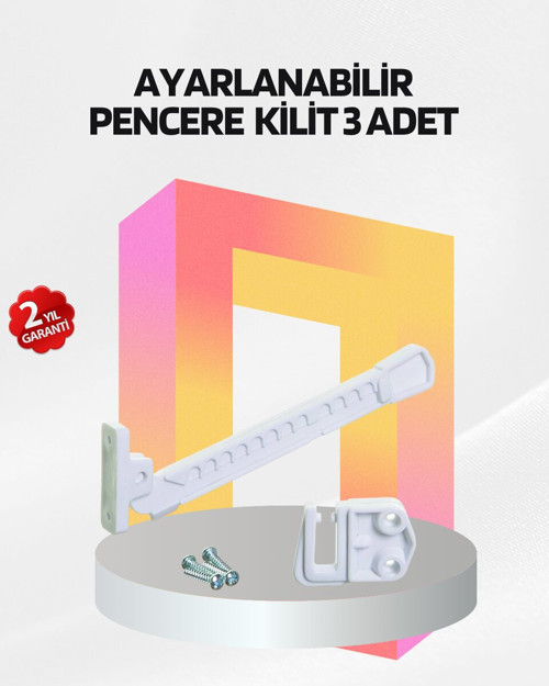 Cam Pencere Güvenlik Kilidi 3 Adet - Açılma Sınırlayıcı Aparat