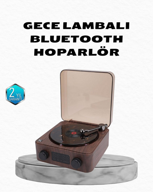Çok Fonksiyonlu Gece Lambası Bluetooth Hoparlör ve Dijital Saat - Su Dalgası Işıklı Dekoratif Işık