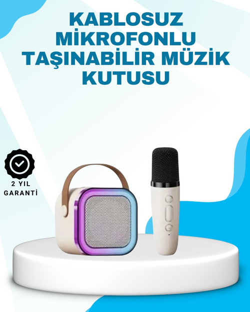 Karaoke Mikrofon Hoparlör Seti - Kablosuz Taşınabilir Bluetooth