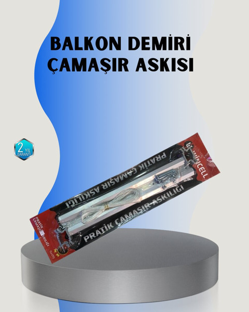 25x60 cm Kare Balkon Çamaşır Askısı - Demir Uyumlu, Hava Dayanıklı Beyaz