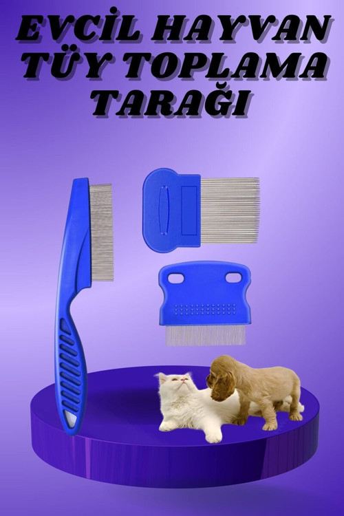 4'lü Kedi Köpek Tüy Bit Pire Toplayıcı Seti - Tüy Temizleme ve Dezenfekte Çözümü
