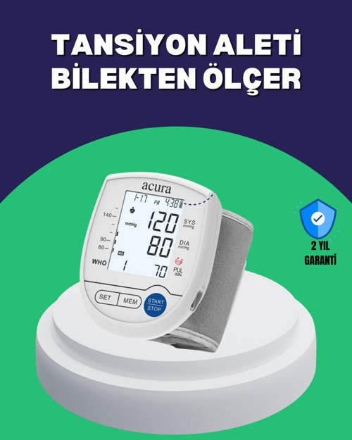 Şarjlı ve Pilli Bilek Tansiyon Ölçer Dijital Ekran Hafıza Kayıtlı - Güvenli ve Pratik Sağlık Takibi