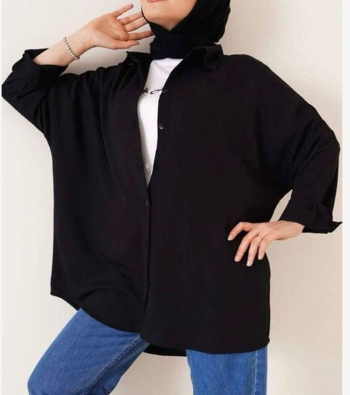 Kadın Oversize Gömlek Siyah