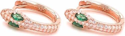 Gümüş Yeşil Gözlü Yılan Halka Küpe