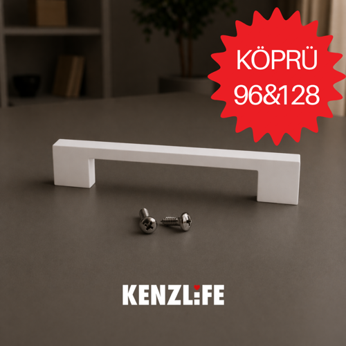 Mobilya Kulpu Köprü 96-128 Mm Beyaz Plastik Dolap Kulbu 01 Adet Kulp Gardırop Vida Dahildir