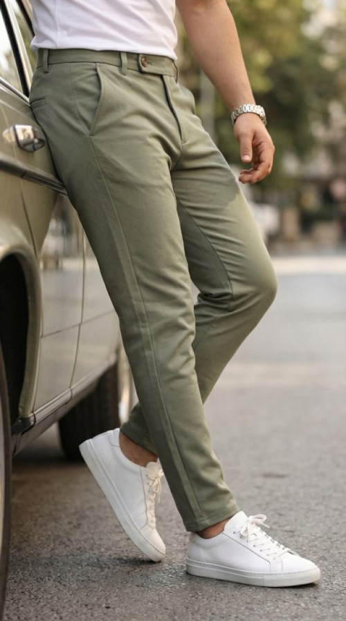 Erkek Slim Fit Dilli Kumaş Pantolon - 38 - Çağla