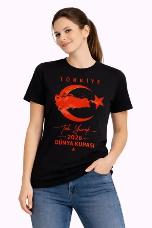 TÜRKİYE Ay Yıldız 2026 Dünya Kupasi Taraftar Forma T-Shirt - Siyah - S - Siyah