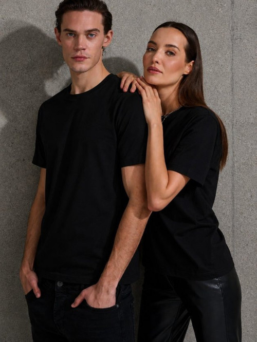 Unisex Kısa Kollu Bisiklet Yaka Basic Viskon Bluz - 2XL-3XL - Siyah