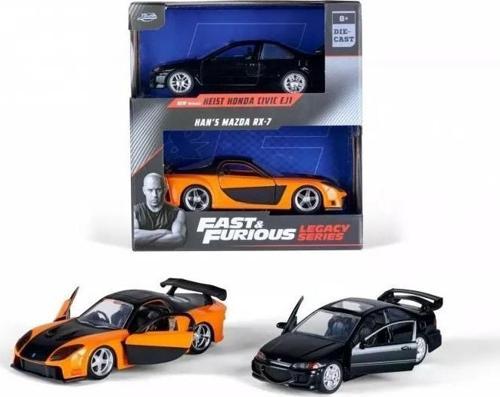 F&F Legacy Series Heist Honda Civic EJ1& Han's Mazda RX-7 1/32 İkili Araba Seti