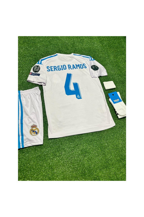 Andream Sergio Ramos 4 Realmadridd 2017/2018 Kiev Şampiyonlar Ligi Futbol Çocuk Forması 4'Lü Set