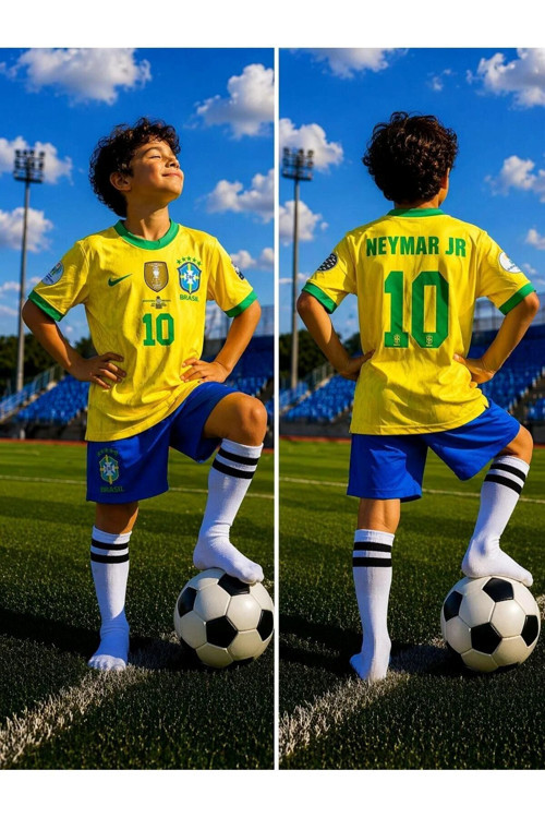 Brezilya. Neymar Jr Milli Takım Sarı-Mavi Çocuk Forma Takımı