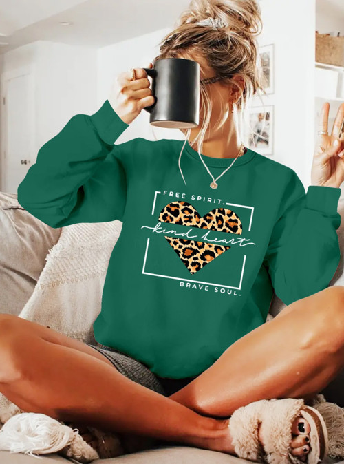 Kadın Uzun Kollu Bisiklet Yaka Desenli Viskon Iki Iplik Bluz - 2XL-3XL - Yeşil
