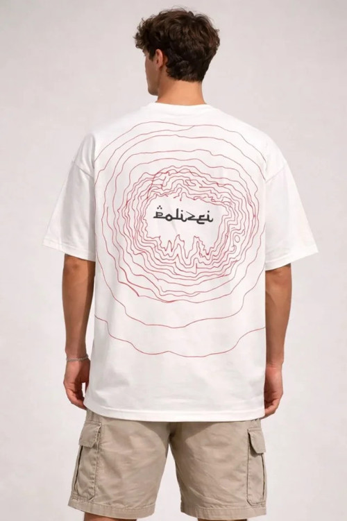 Erkek Bisiklet Yaka Baskılı Kısa Kollu Tişört Streetwear Günlük Basic Pamuklu T-shirt - Beyaz - M - Beyaz