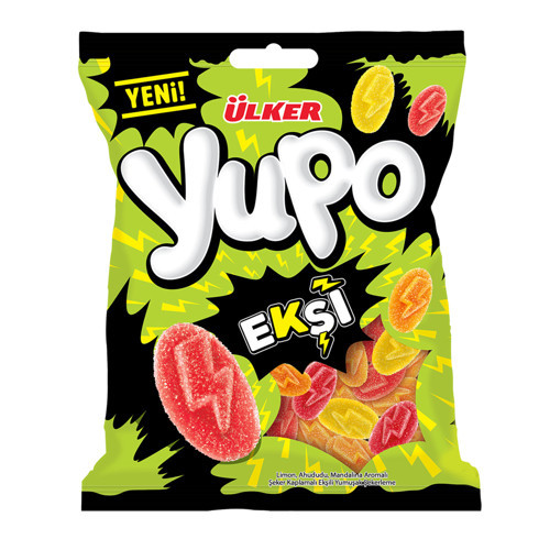 YUPO Jelly Ekşi - Limon, Ahududu, Mandalina Aromalı - 65 gram - 24 Adet