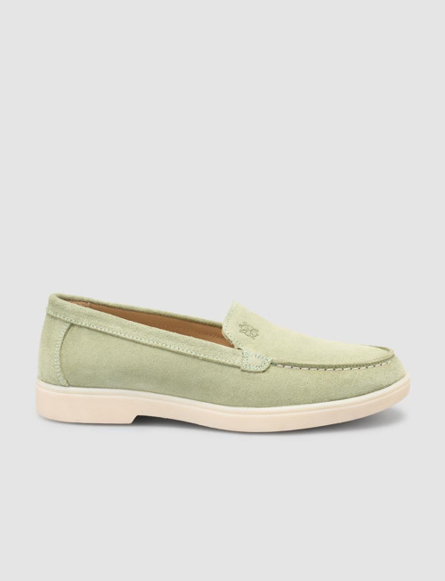 Lagaria MonaMae %100 Hakiki Deri Yeşil Süet Kadın Loafer