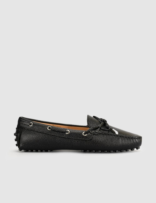 Terano Siyah Hakiki Deri Bağcıklı Günlük Loafer (Makosen) Kadın Ayakkabı