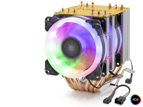 Cpu İşlemci Kule Tipi Soğutucu 600 Serisi Çift Fanlı 6 Bakır Borulu Rgb ND2606