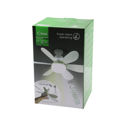 KİWİ KFAN-7681 2İN1=TAVAN VANTİLATÖR - AVİZE LAMBA KUMANDALI 52CM 6-BEYAZ PLASTİK KANAT 3