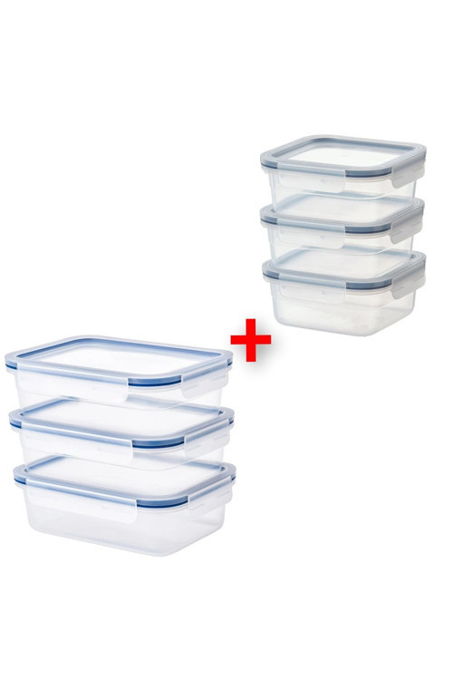 6 Adet Plastik Saklama Kabı Kapaklı 6'Lı Set Sızdırmaz Kapaklı (3 Adet 750Ml 3 Adet 1 Litre)