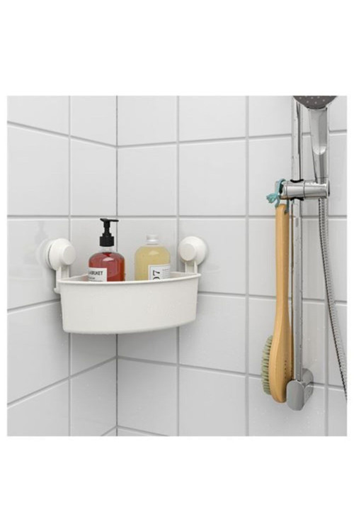 Duş Sepeti Üçgen Model Banyo Raf Vantuzlu Sepet