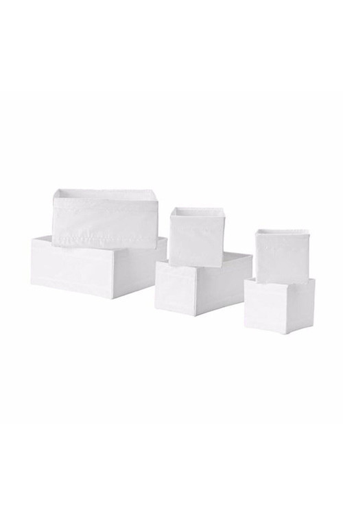6 Parça Düzenleyici Kutu Seti Beyaz 14X14X13 Cm, 28X14X13 Cm 28X28X13 Cm, Her Birinden 2 Adet