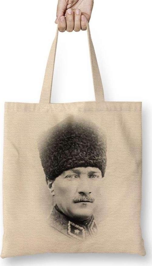 Mustafa Kemal Atatürk 07 Bez Çanta Uzun Saplı