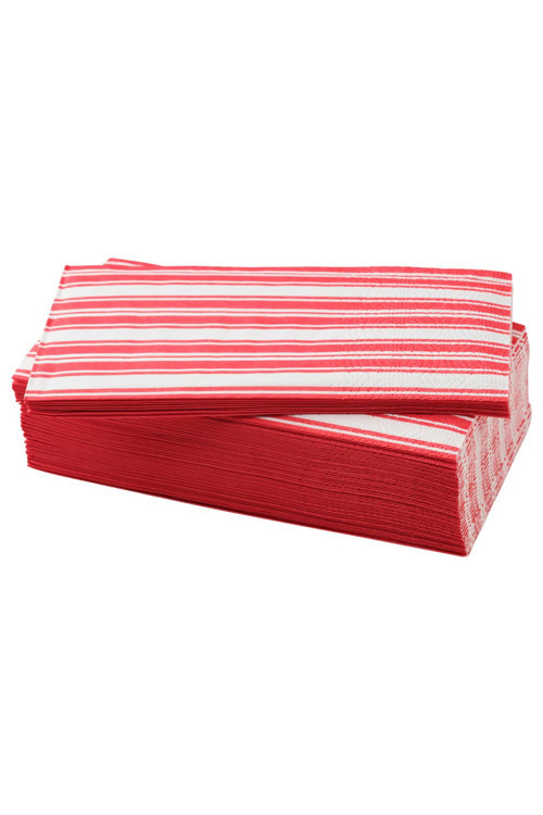 Vınterfınt 38X38 Cm 30 Adet Kırmızı Beyaz Şeritli Üç Kat Kâğıt Peçete