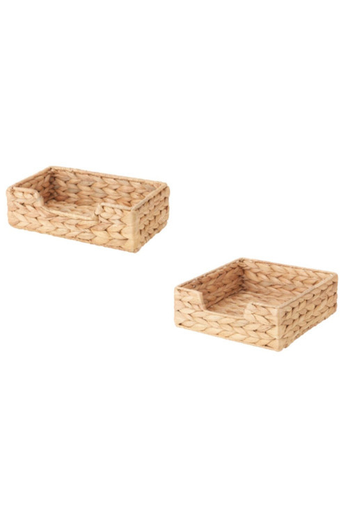 Peçetelik 2'Li Set Hasır 22X13 Cm Ve 18X18 Cm Su Sümbülü Dekoratif Düzenleyici