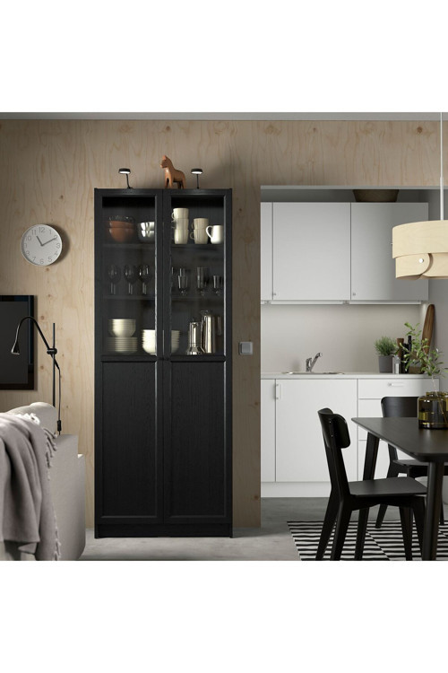 Cam/Panel Kapaklı Kitaplık, Genişlik: 80 Cm Derinlik: 30 Cm Yükseklik: 202 Cm