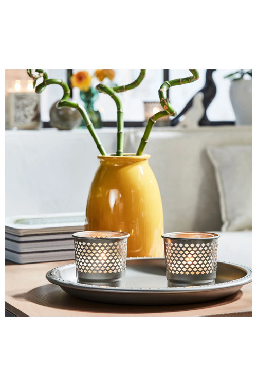 Metal Tealight Mumluk Yükseklik: 9 Cm Çelik Mum Kabı Çap: 10 Cm