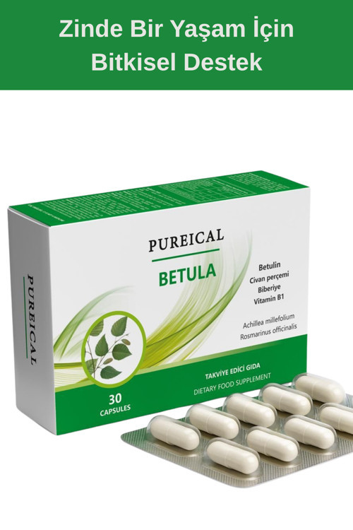 Betula Huş Ağacı Özü Betulin Civan Perçemi Biberiye B1 Vitamini 30 Kapsül