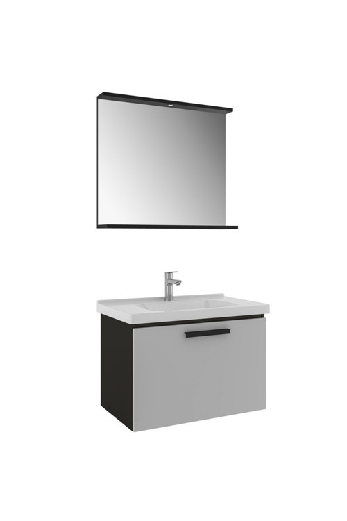 Gris 80 Cm Siyah-Gri Banyo Dolabı Takımı