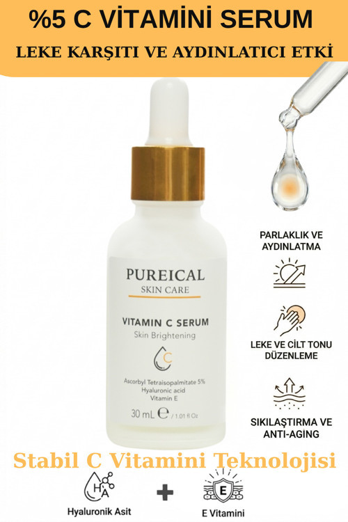 C Vitamini Serumu %5, Aydınlatıcı, Leke Karşıtı Ve Anti-Aging Bakım 30 Ml